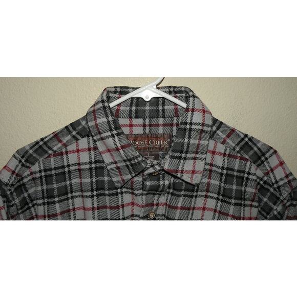 Moose Creek Men’s Large LS Button Flannel Shirt Gray Plaid 1oo% Cotton - Picture 2 of 3